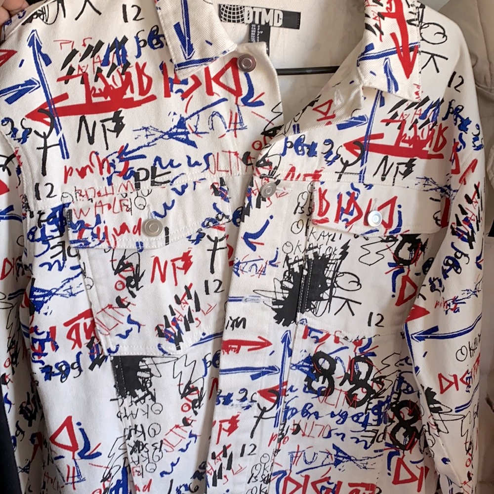 Red white black Jean jacket